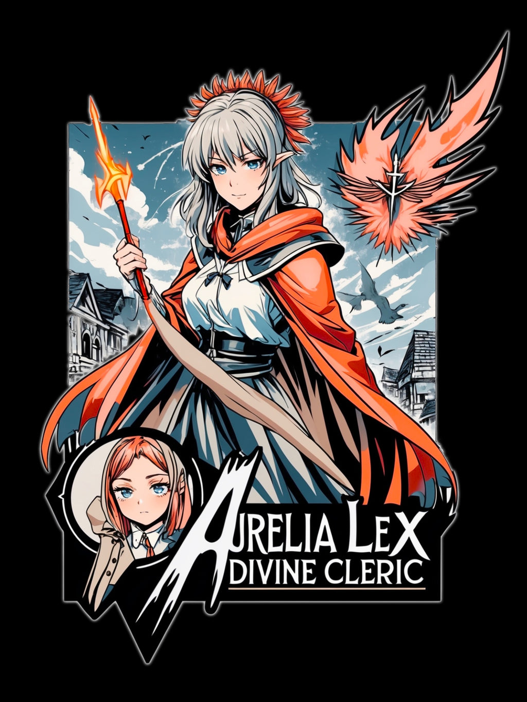Anime Divine Cleric T Shirt Aurelia Lex Celestial Warrior Fantasy Streetwear Gift