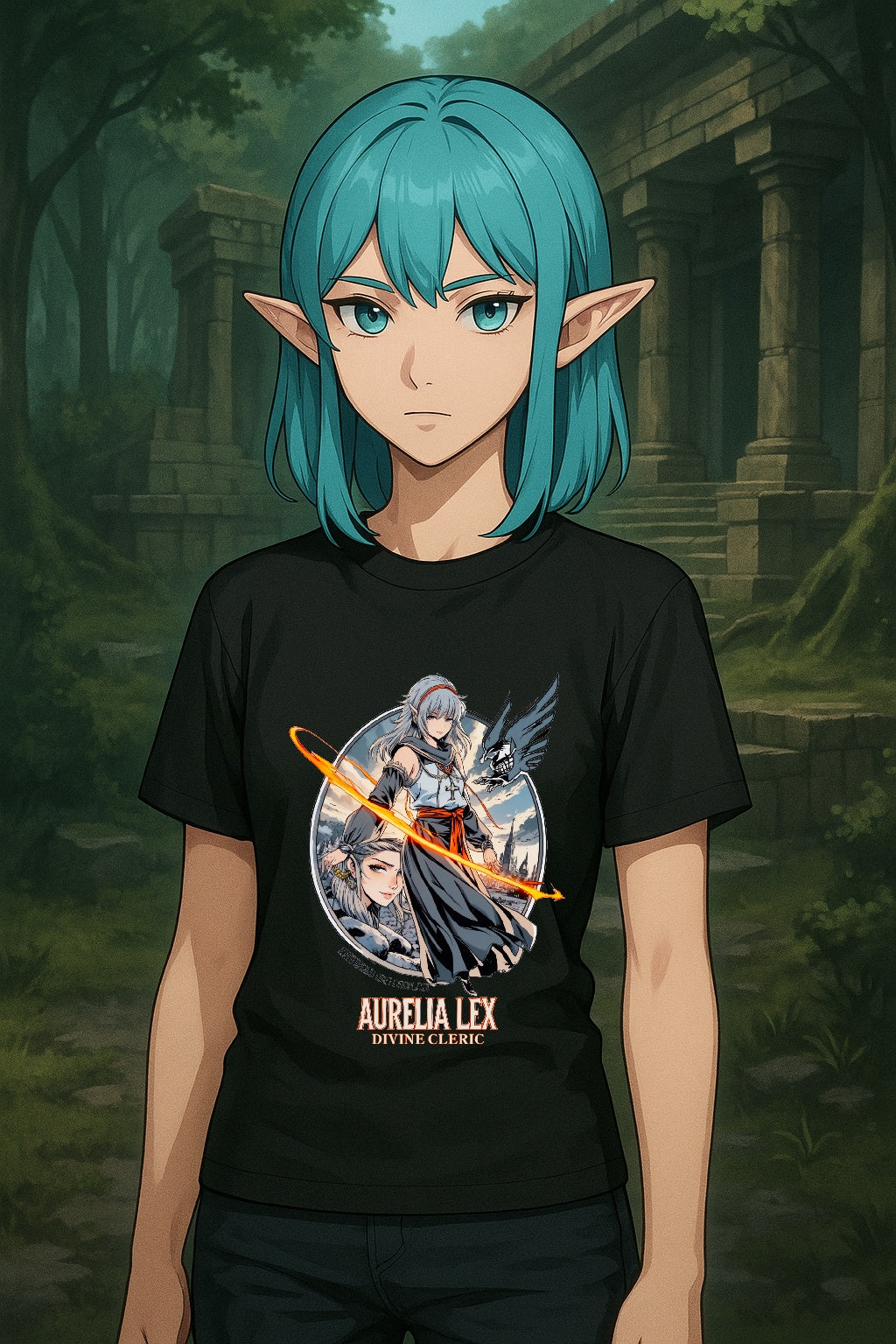 Anime Divine Cleric T Shirt Aurelia Lex Celestial Mage Fantasy Streetwear Gift