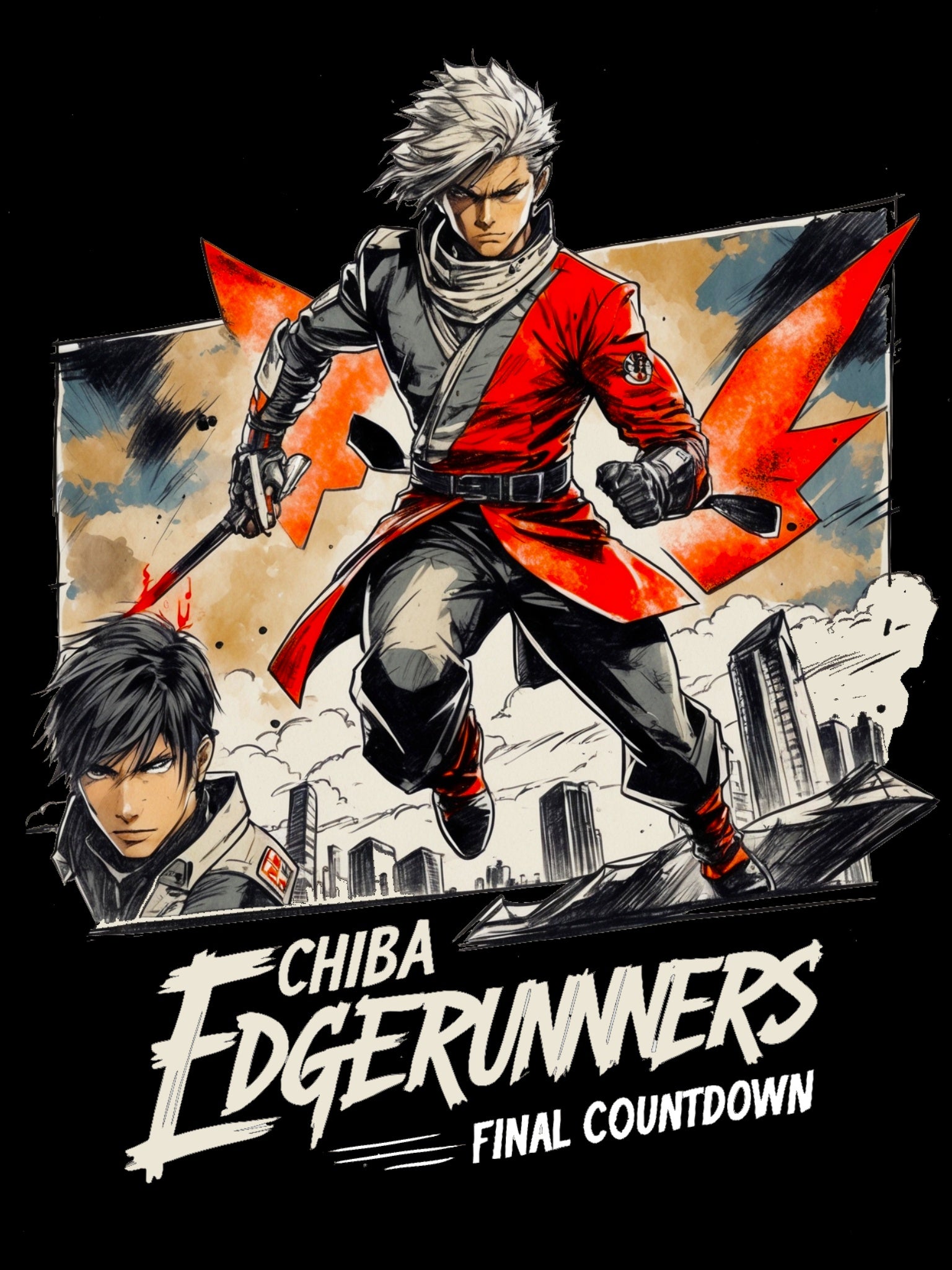 Anime Speed Warrior T Shirt Cyber Fighter Lightning Action Streetwear Sci Fi