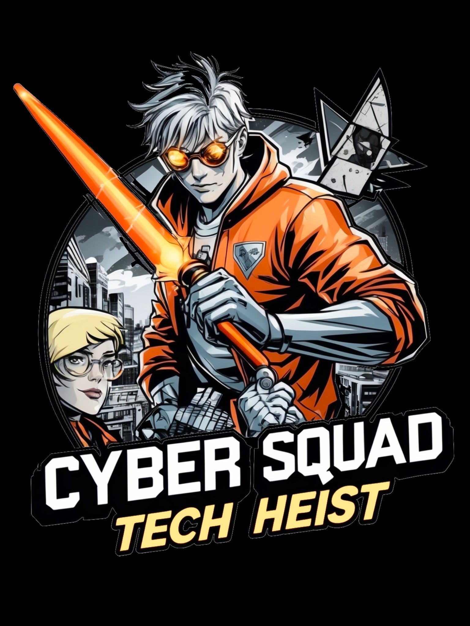 Cyber Squad Anime T Shirt Tech Heist Futuristic Sci Fi Streetwear Tee