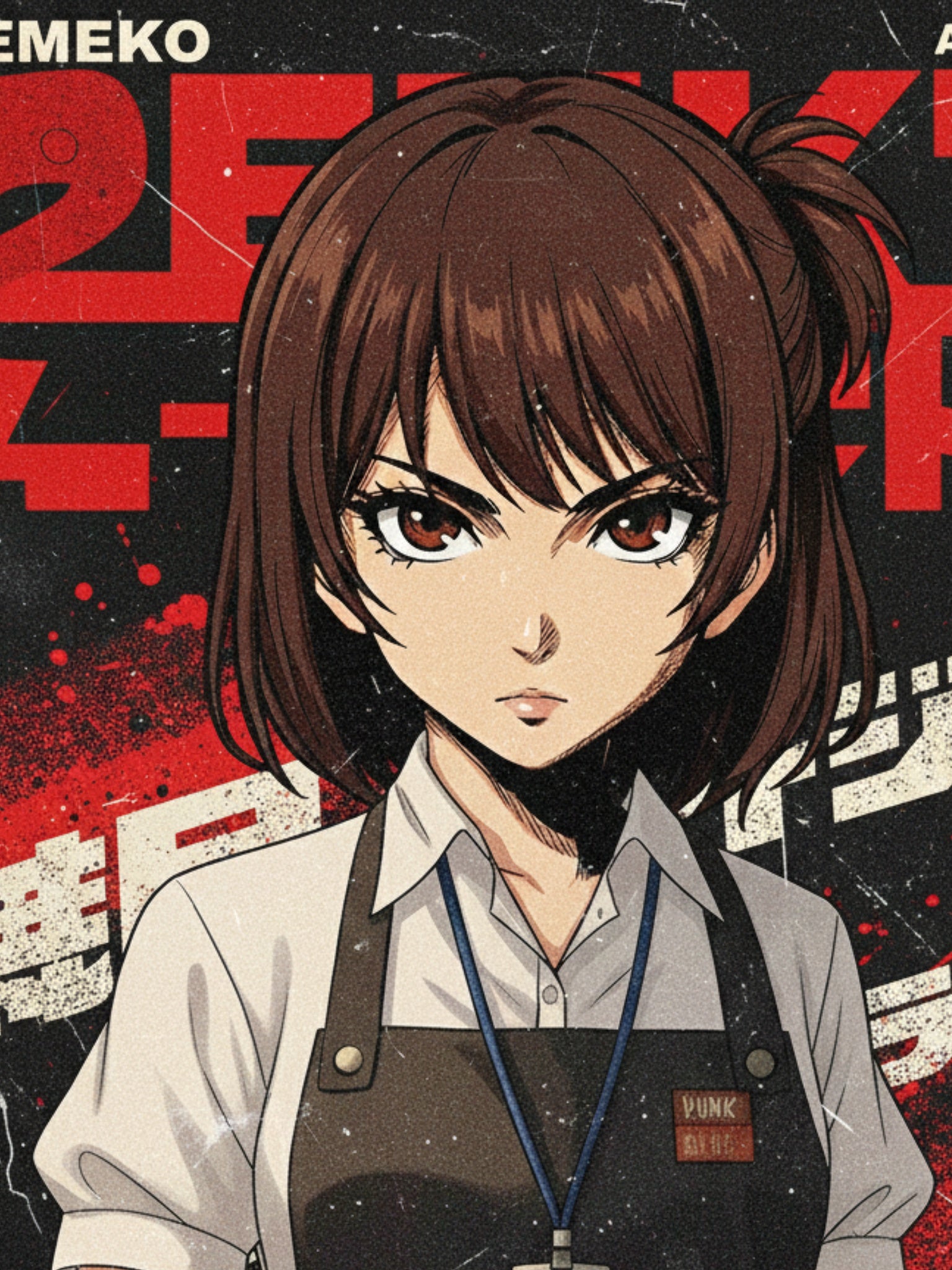 Rika Minazuki Poster – ZOMBA Squad Lead Survivor Anime Wall Art, Horror Apocalypse Print, Retro Zombie Decor