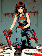 Rika Minazuki Poster, ZOMBA SQUAD Anime Wall Art, Zombie Apocalypse Manga Print, Horror Anime Girl Decor, Retro Grindhouse Survivor Poster