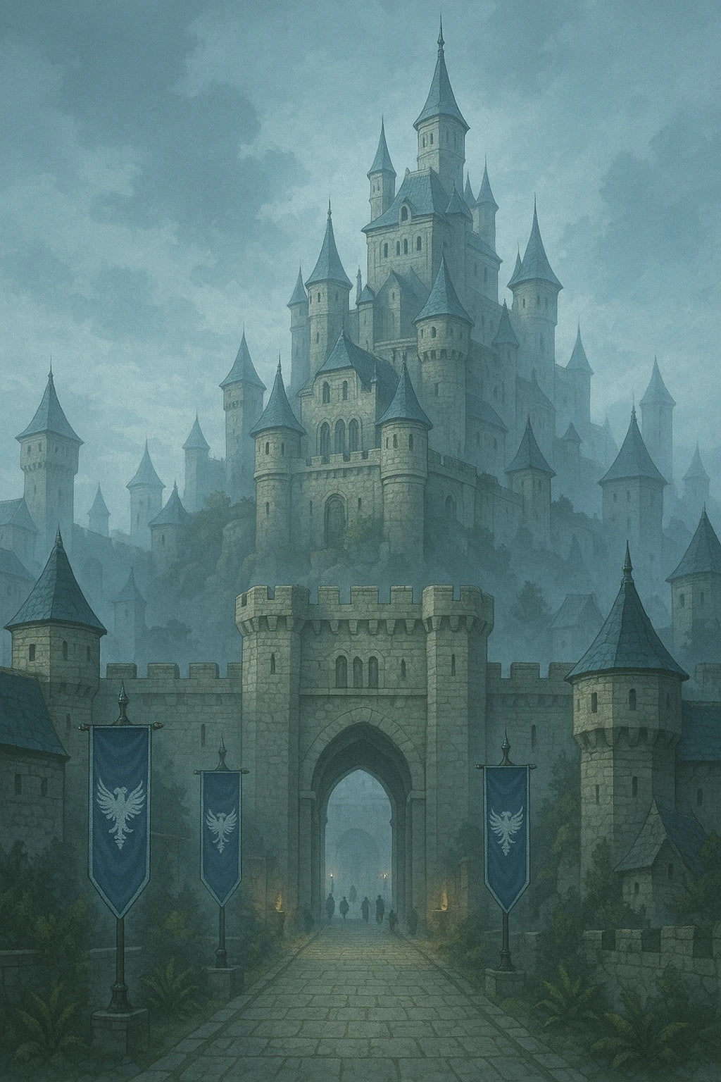 Castle Draven Poster Dark Fantasy Castle Wall Art Medieval Kingdom Gothic Aesthetic Moody Anime Inspired Decor Gift