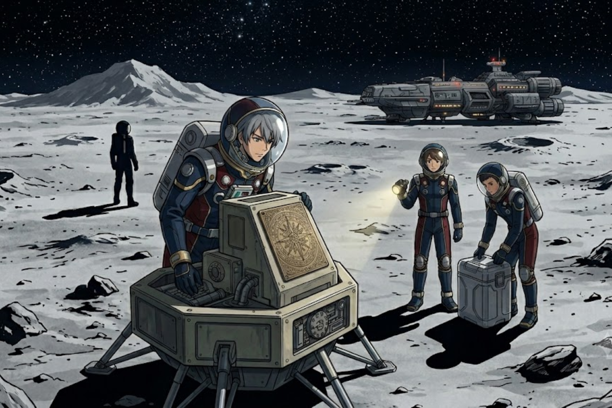 Adrift Beyond the Stars: "The Silent Moon" Sci-Fi Anime Space Exploration Poster
