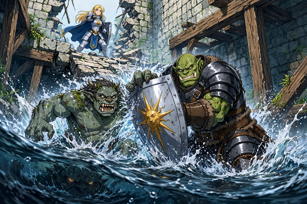 The Ballad of the First Party: "The Blackwater Crossing" Fantasy Anime Adventure Poster