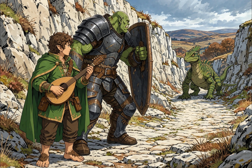 The Ballad of the First Party: "The Hollow Road" Fantasy Anime Adventure Poster