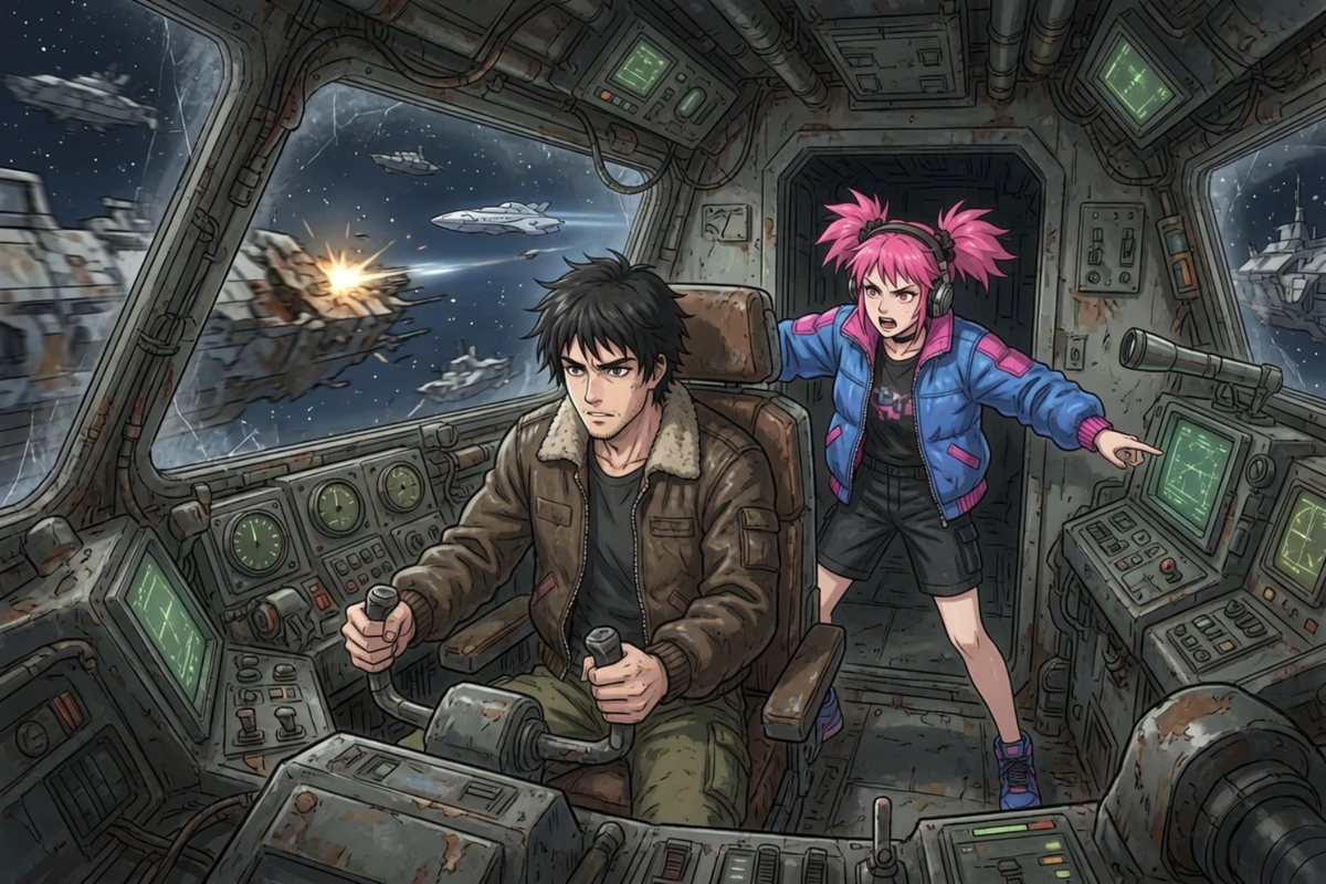 Starbound Drifters: "Dead Letter" Sci-Fi Anime Space Western Poster