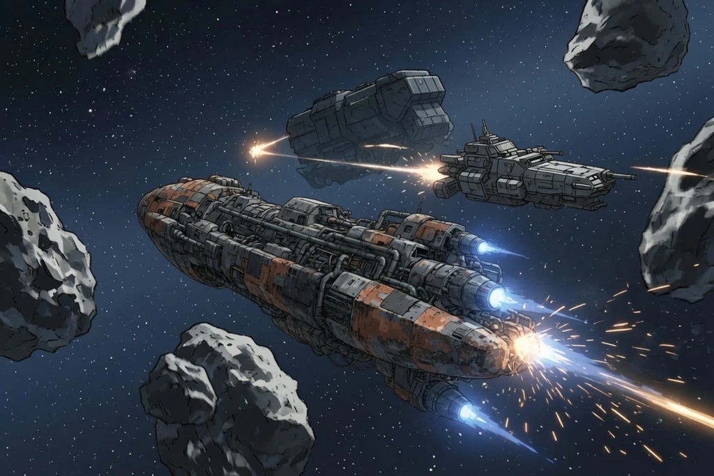 Starbound Drifters: "Salvage Rights" Sci-Fi Anime Space Western Poster