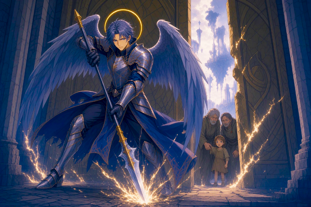 Celestial Tales: "Auren Valec" Fantasy Anime Angel Warrior Poster