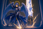 Celestial Tales: "Auren Valec" Fantasy Anime Angel Warrior Poster