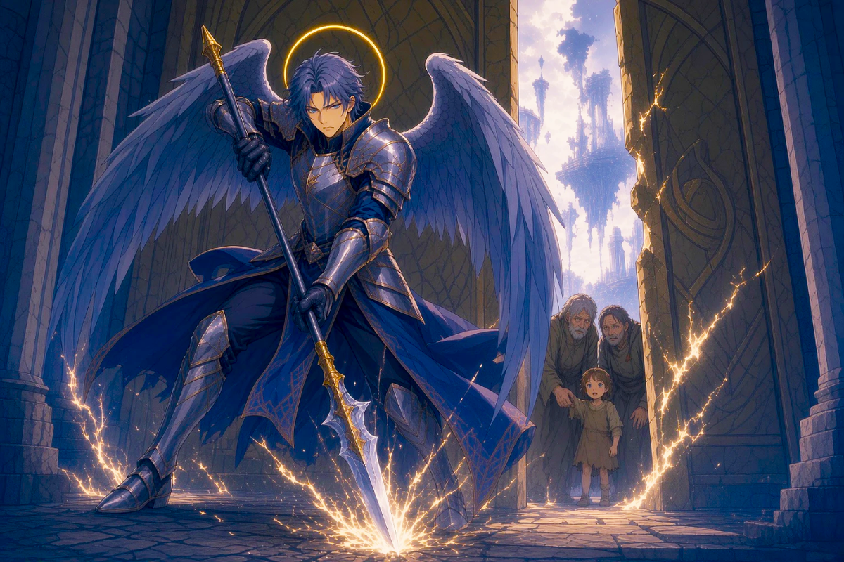 Celestial Tales: "Auren Valec" Fantasy Anime Angel Warrior Poster