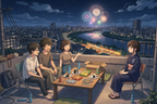 Fireworks From the Rooftop Anime Slice of Life Poster