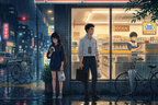 Rainy Convenience Store Evening Anime Slice of Life Poster