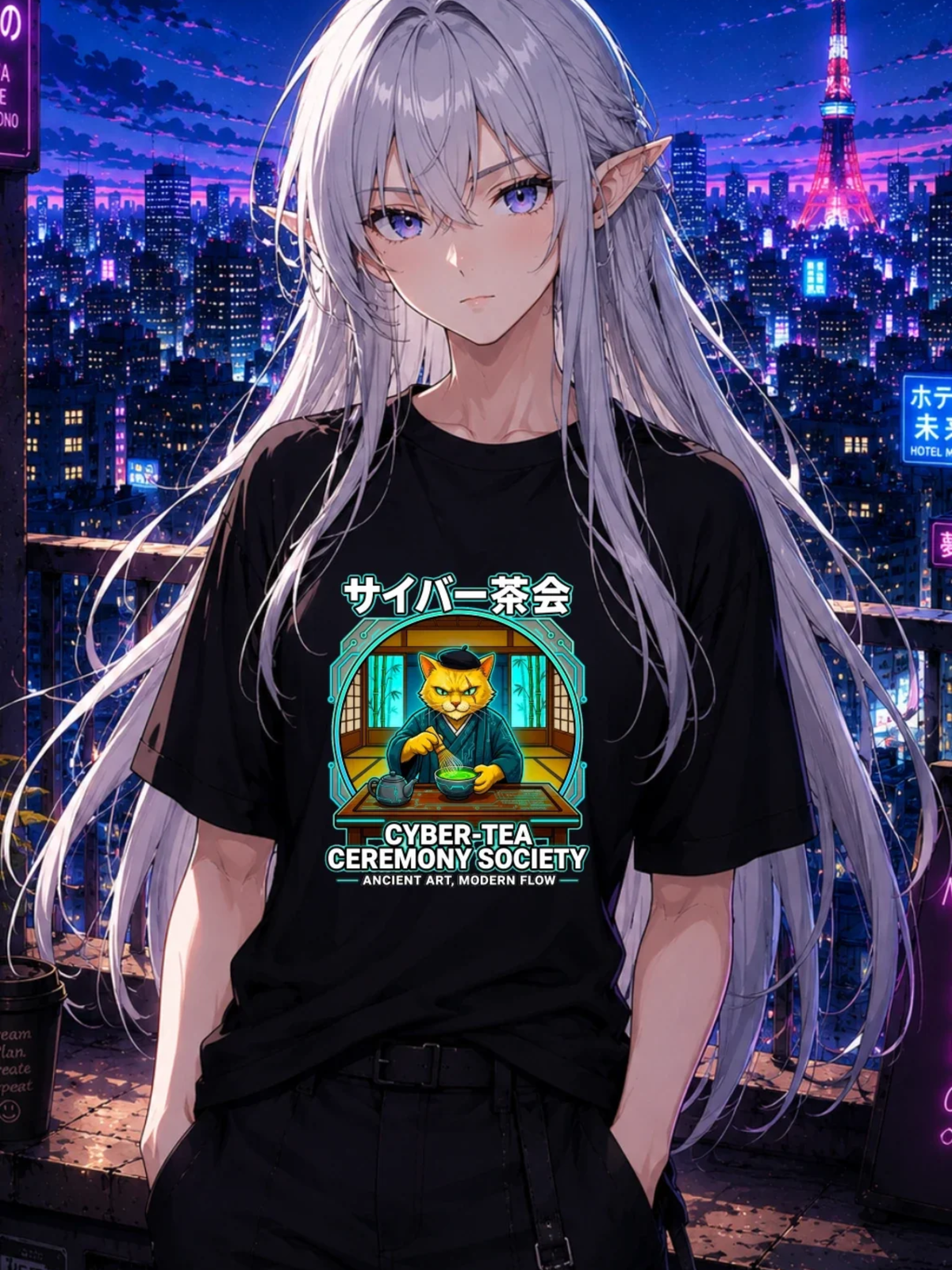 Cyber Tea Ceremony Anime T-Shirt