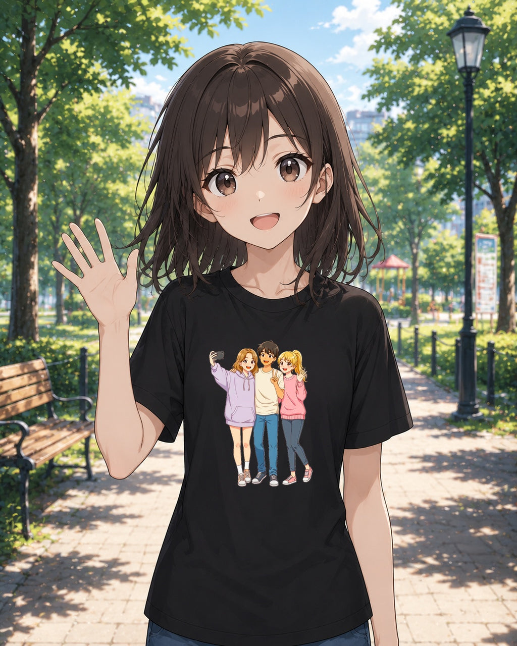 Anime Friends Group Selfie T-Shirt