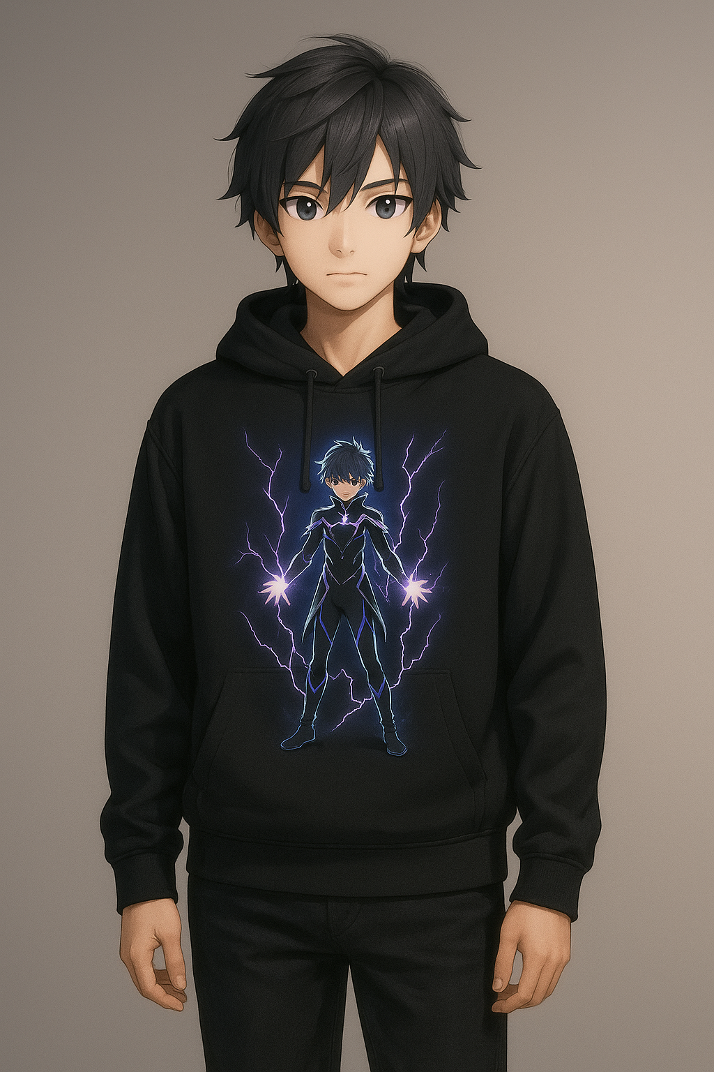 Electric Shadow: Anime Superhero Sweatshirt