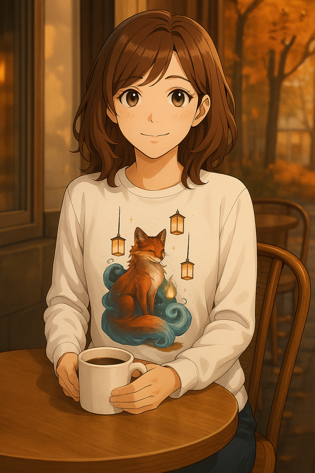 Lantern Fox: Cozy Anime Sweatshirt