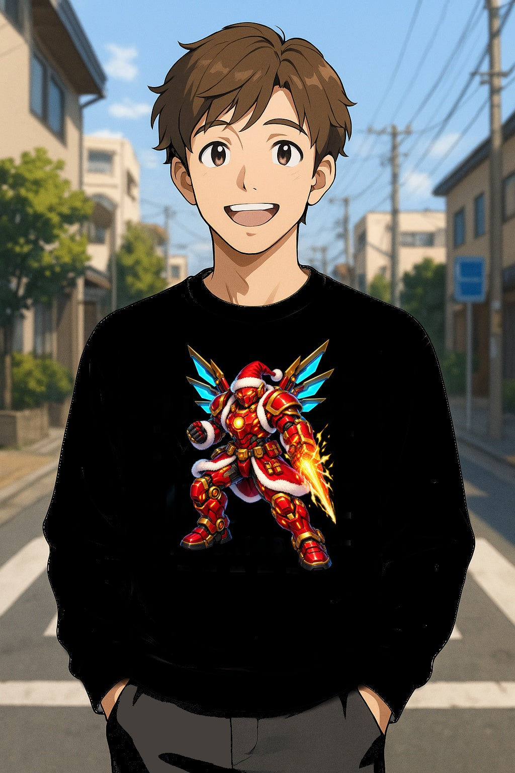 Cyber Santa: Mecha Christmas Anime Sweatshirt