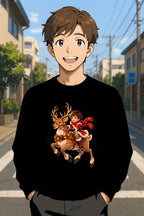Christmas Reindeer Ride Anime Sweatshirt