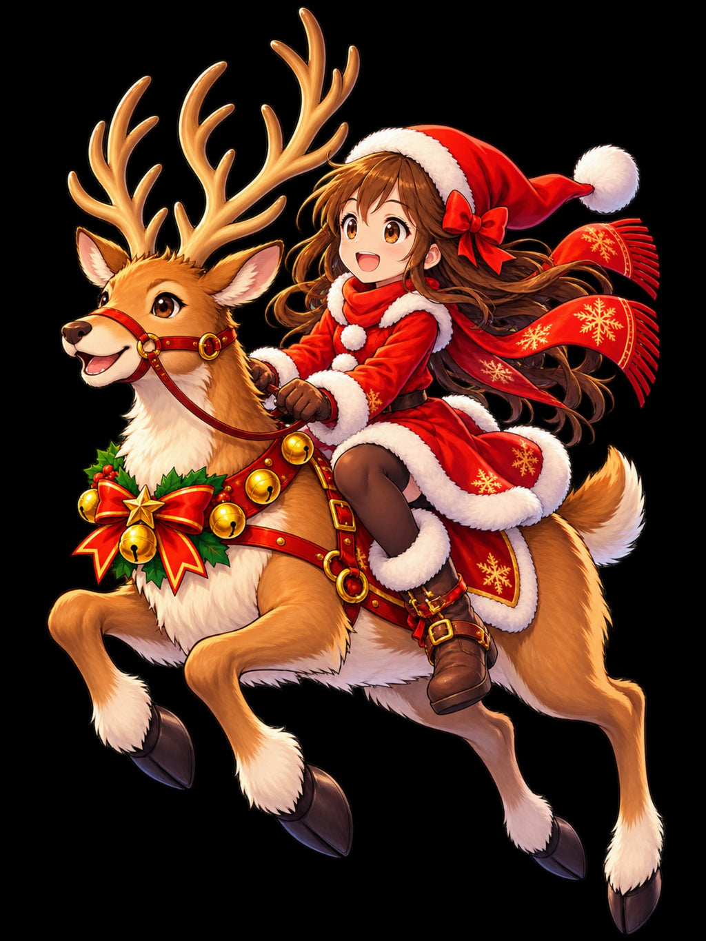 Christmas Reindeer Ride Anime Sweatshirt