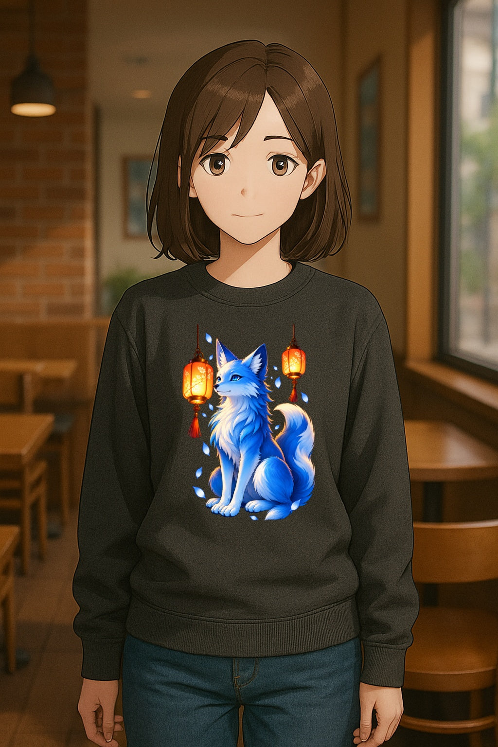 Blue Spirit Fox Anime Sweatshirt