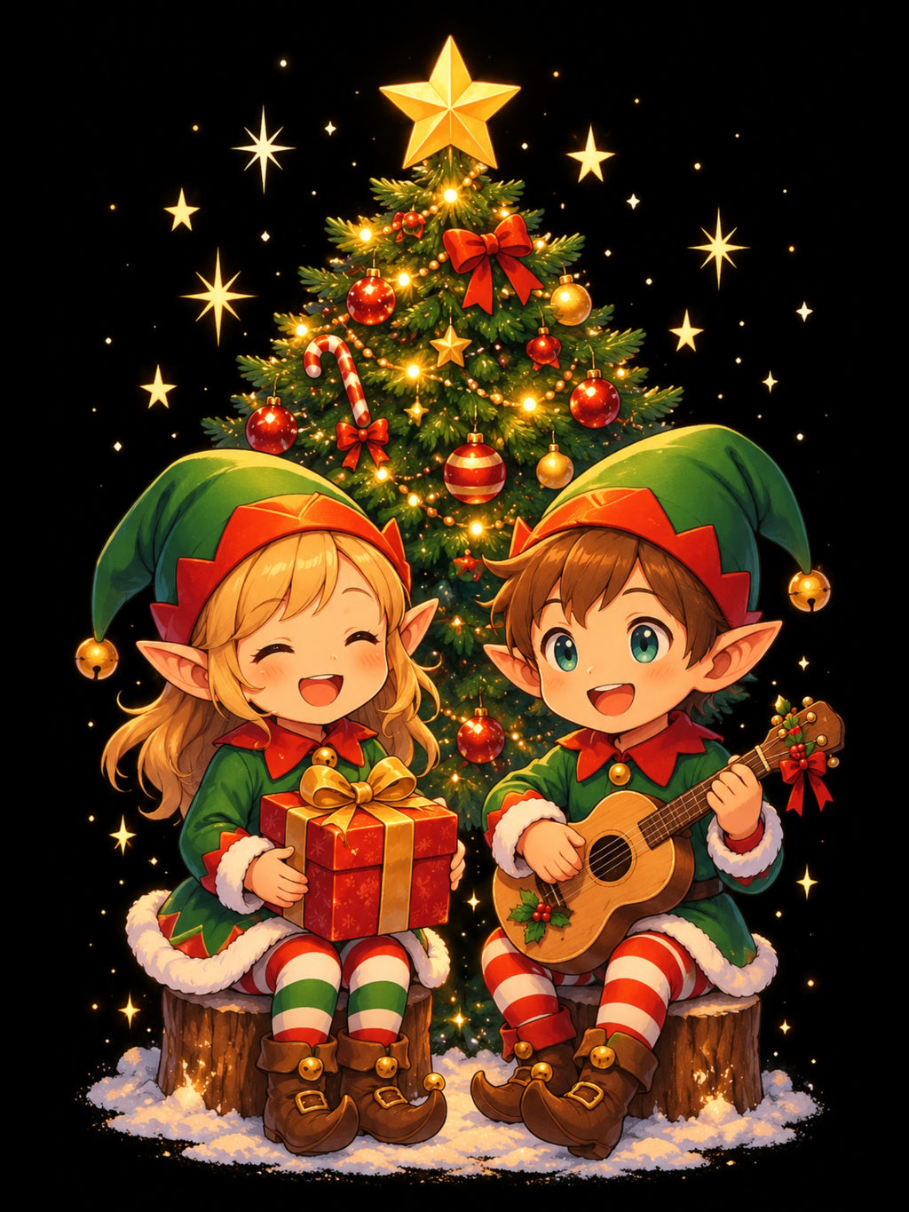 Christmas Elf Duo Anime Sweatshirt