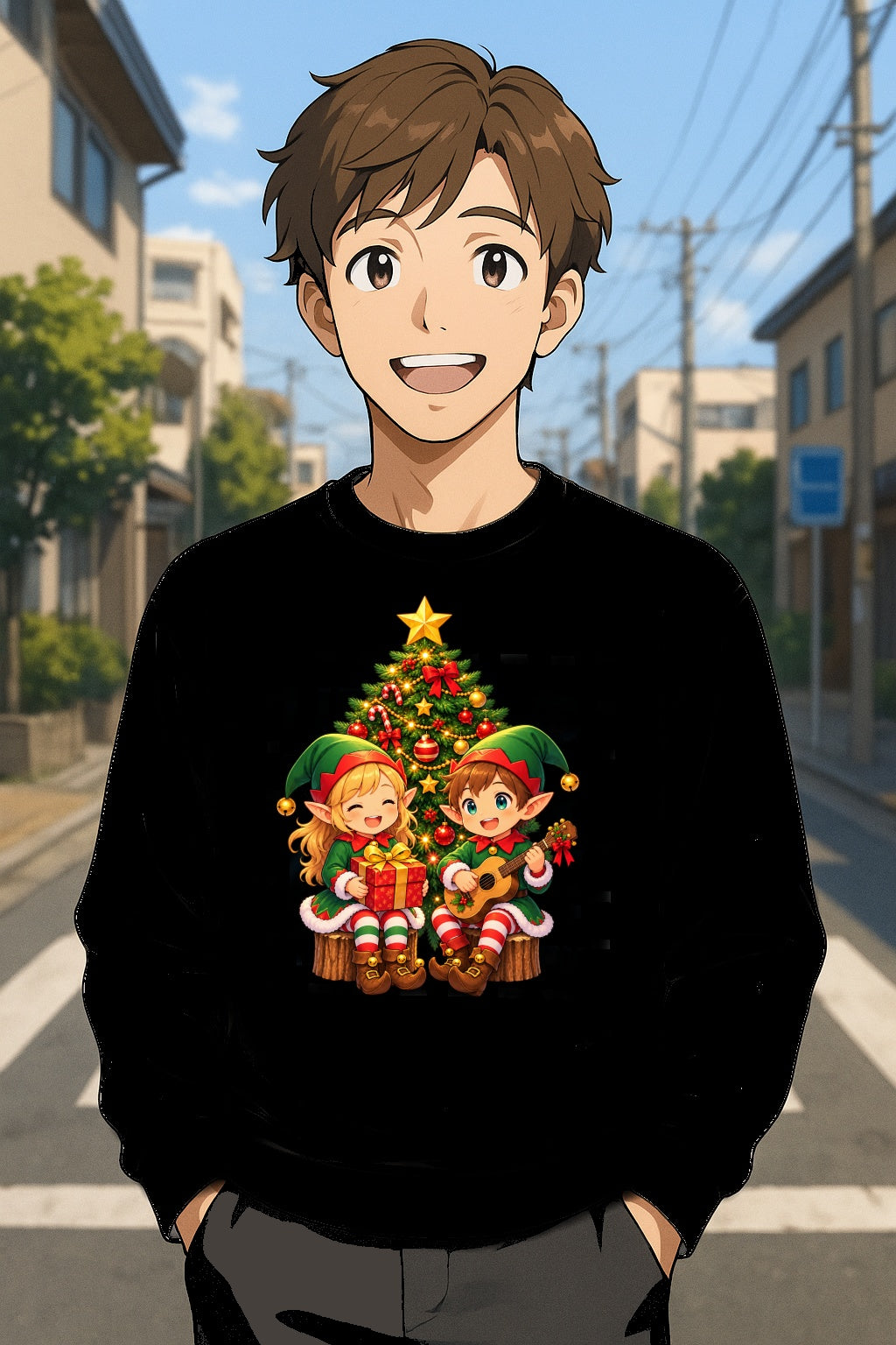 Christmas Elf Duo Anime Sweatshirt