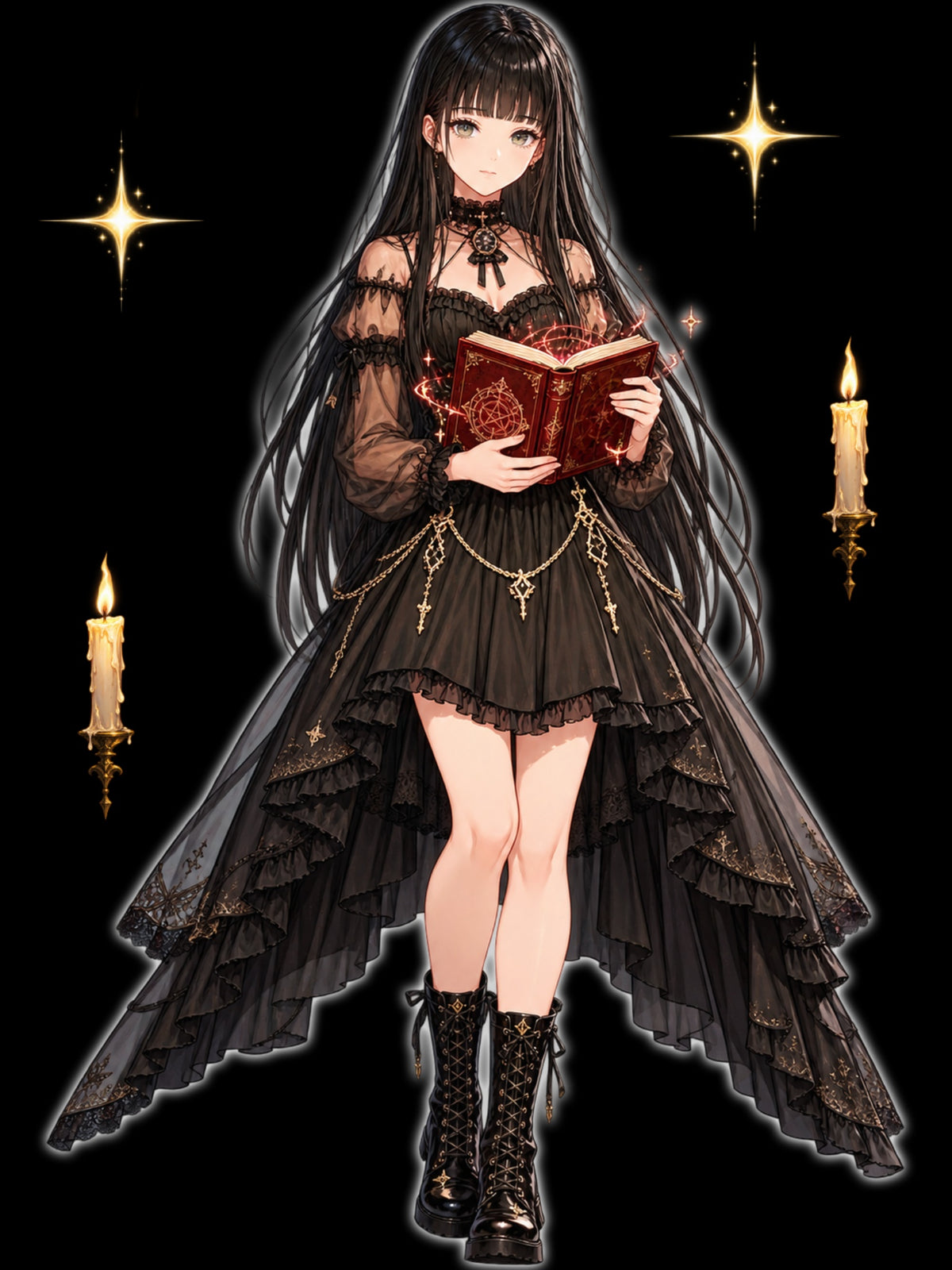 Occult Candlelit Grimoire Gothic Anime Hoodie