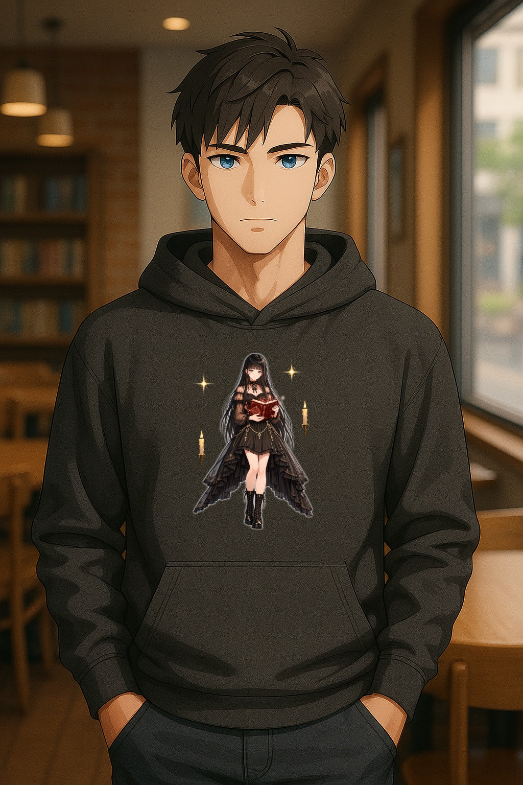 Occult Candlelit Grimoire Gothic Anime Hoodie