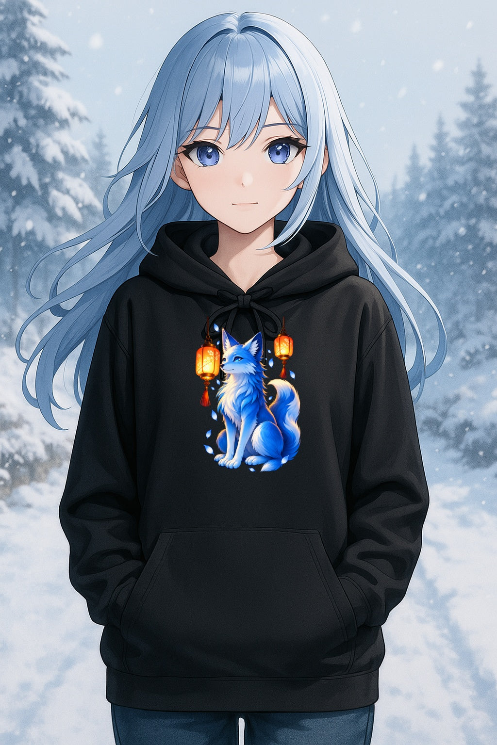 Lantern Fox Anime Hoodie | Cute Fantasy Apparel