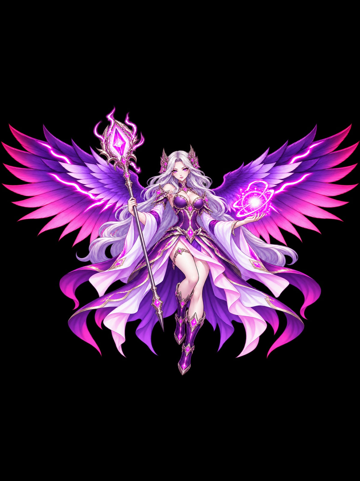 Nyxa Auralight Winged Sorceress Anime Hoodie