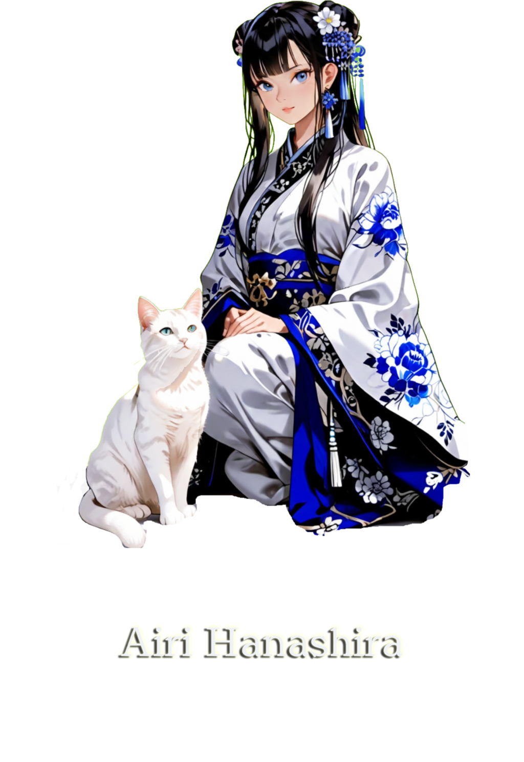 Blue Kimono Cat Anime Hoodie