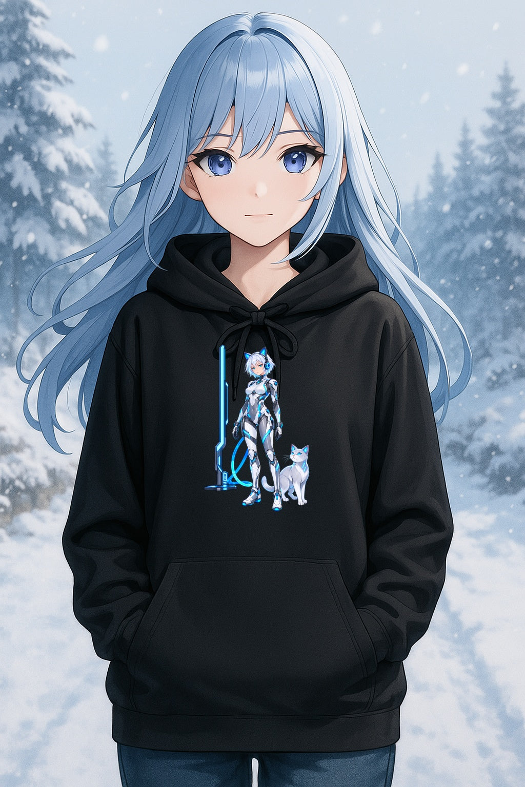 Cyberpunk Catgirl Anime Hoodie