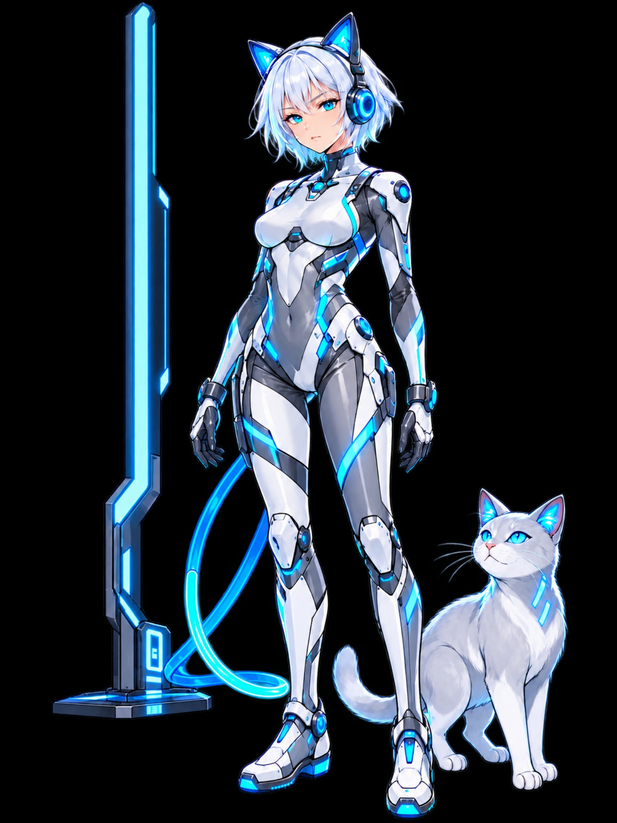 Cyberpunk Catgirl Anime Hoodie
