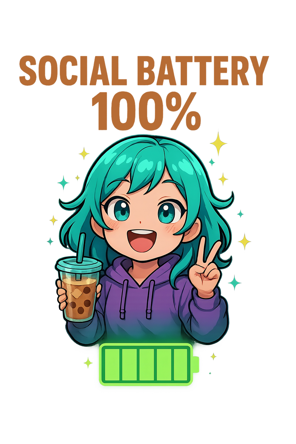 Social Battery 100% Anime T-Shirt