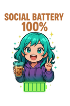 Social Battery 100% Anime T-Shirt