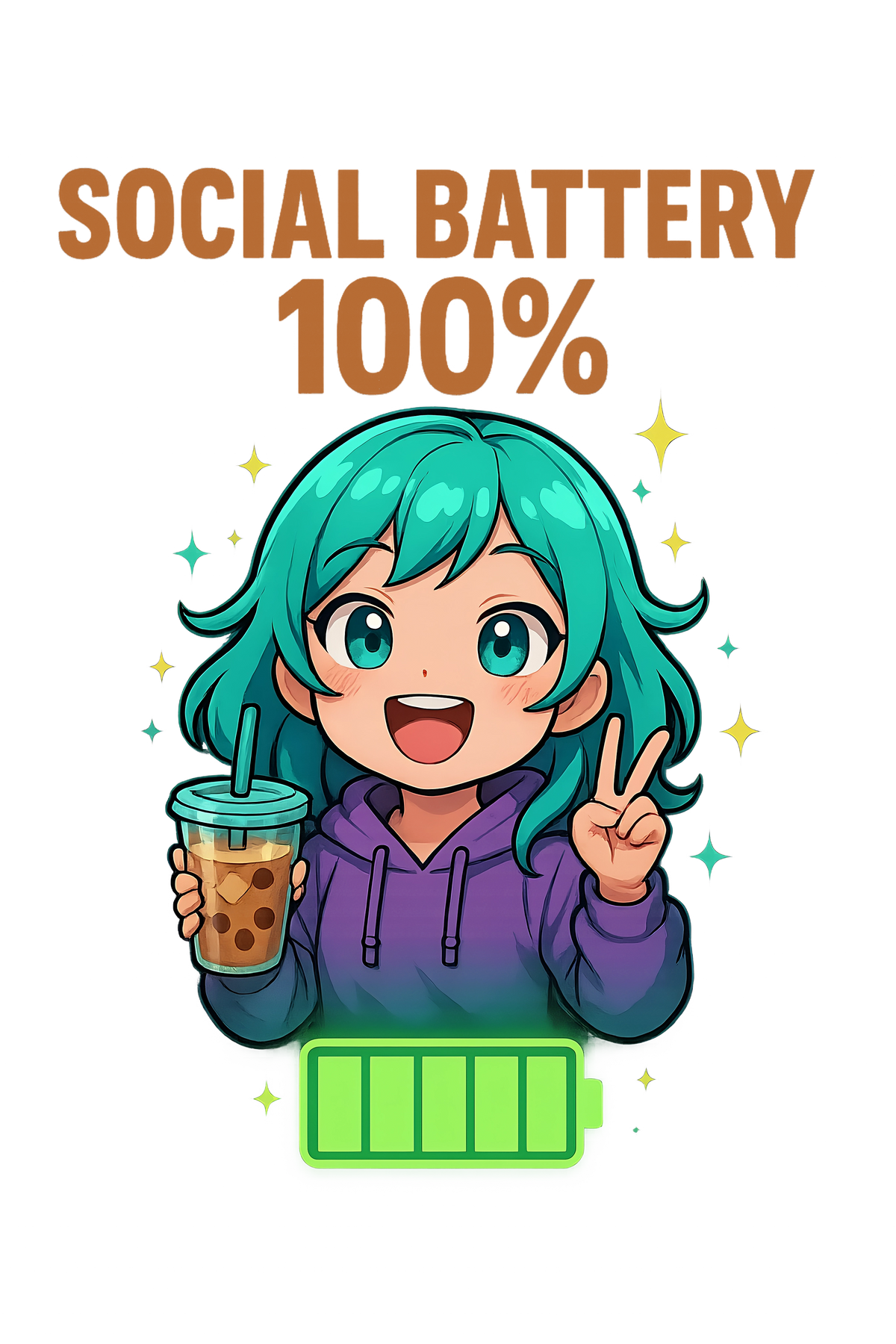 Social Battery 100% Anime T-Shirt