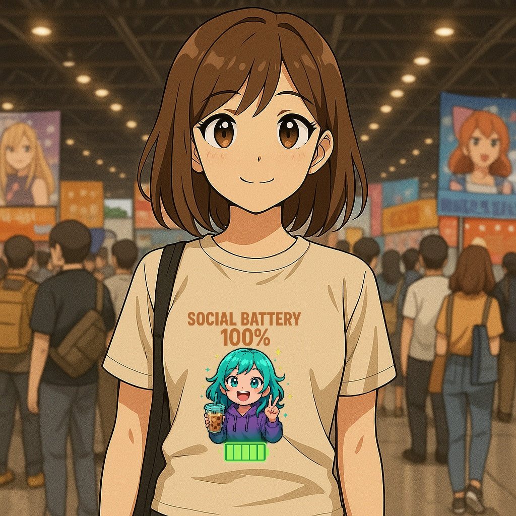Social Battery 100% Anime T-Shirt