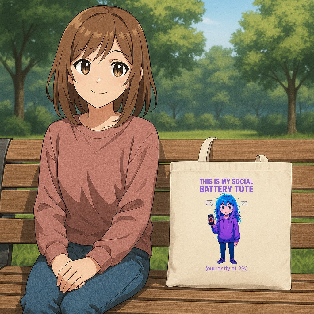Social Battery Anime Tote Bag