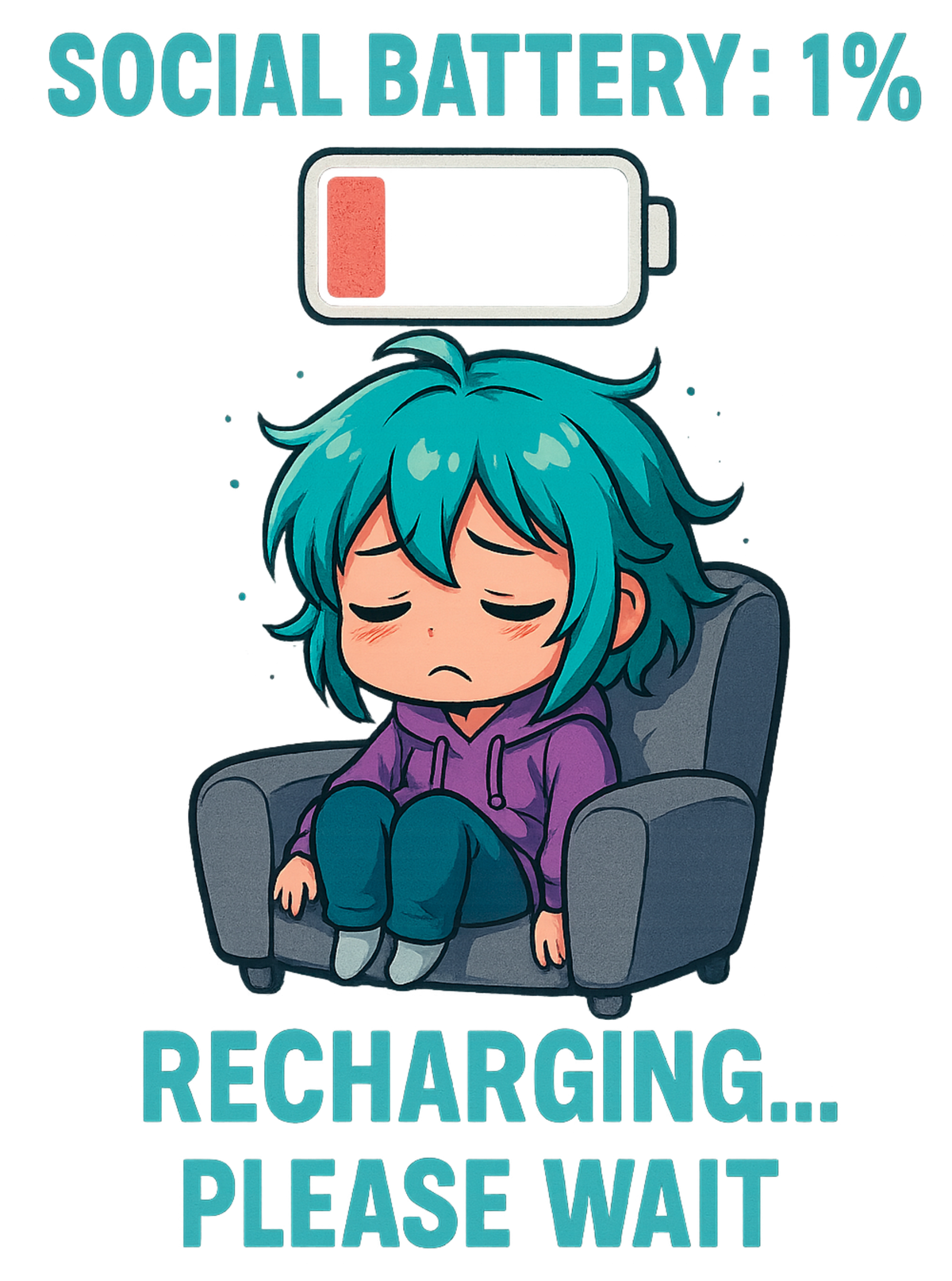 Anime Social Battery Introvert T-Shirt
