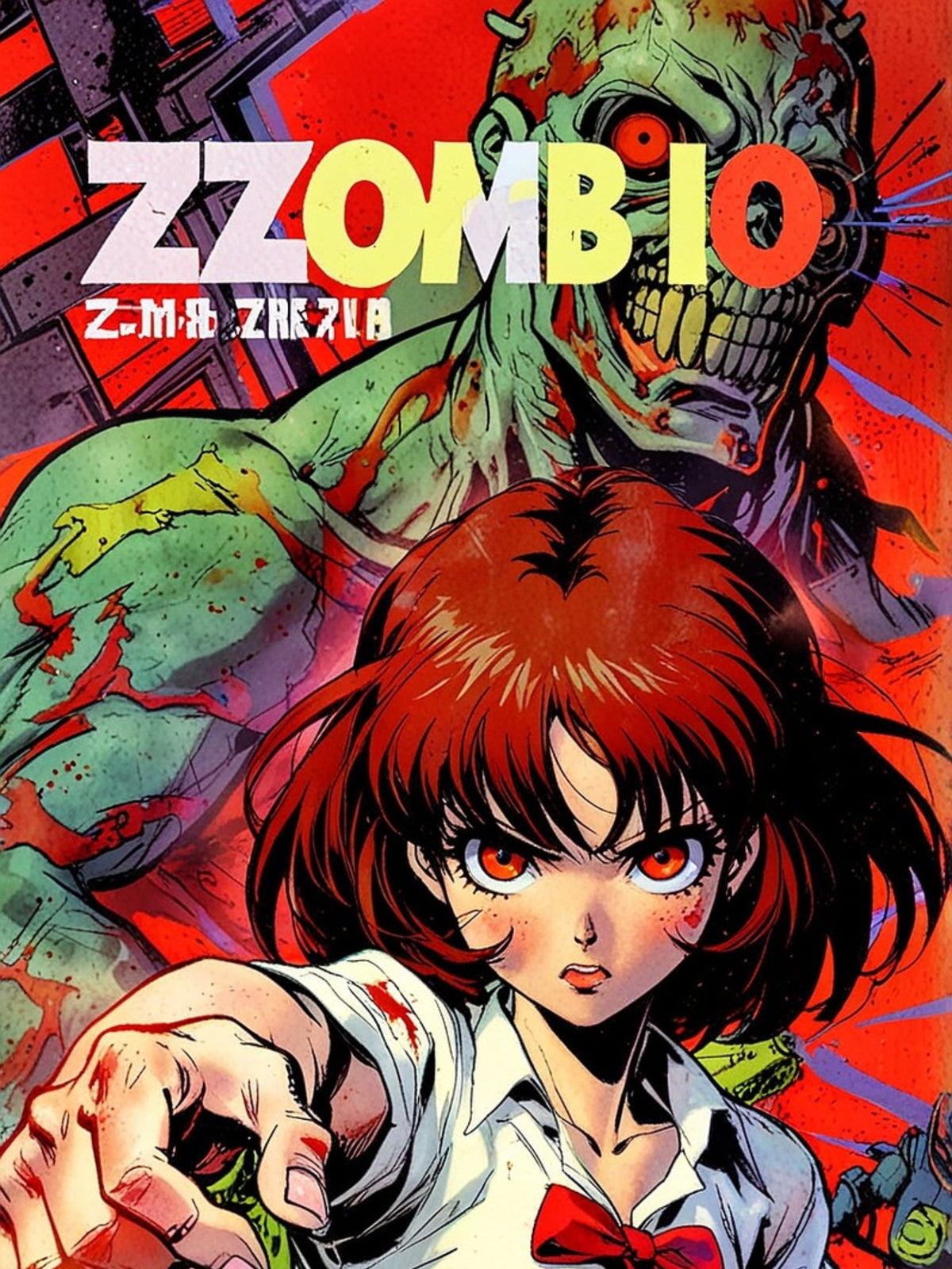 Zombie Retro Anime Horror Poster