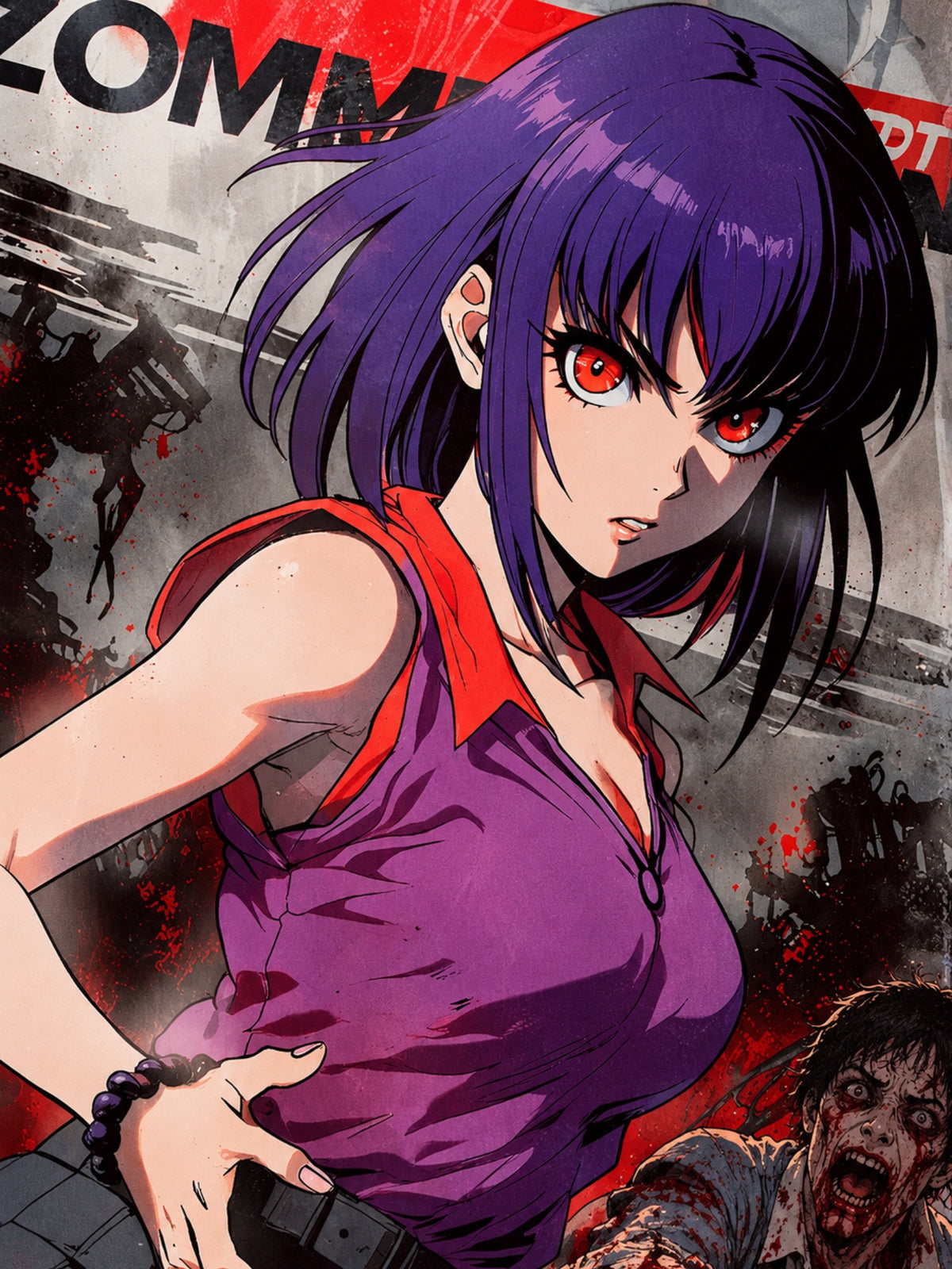 Purple-Haired Zomba Hunter Poster