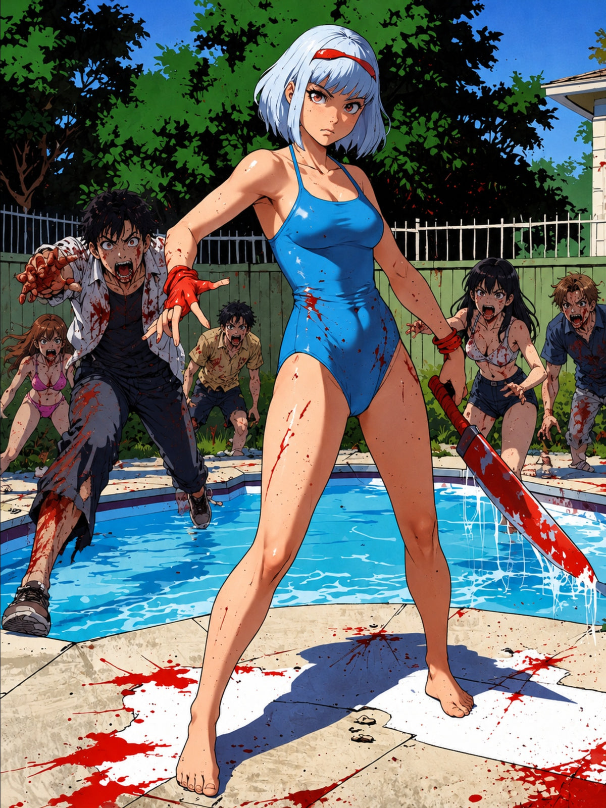 Zomba Poolside Survivor Anime Poster