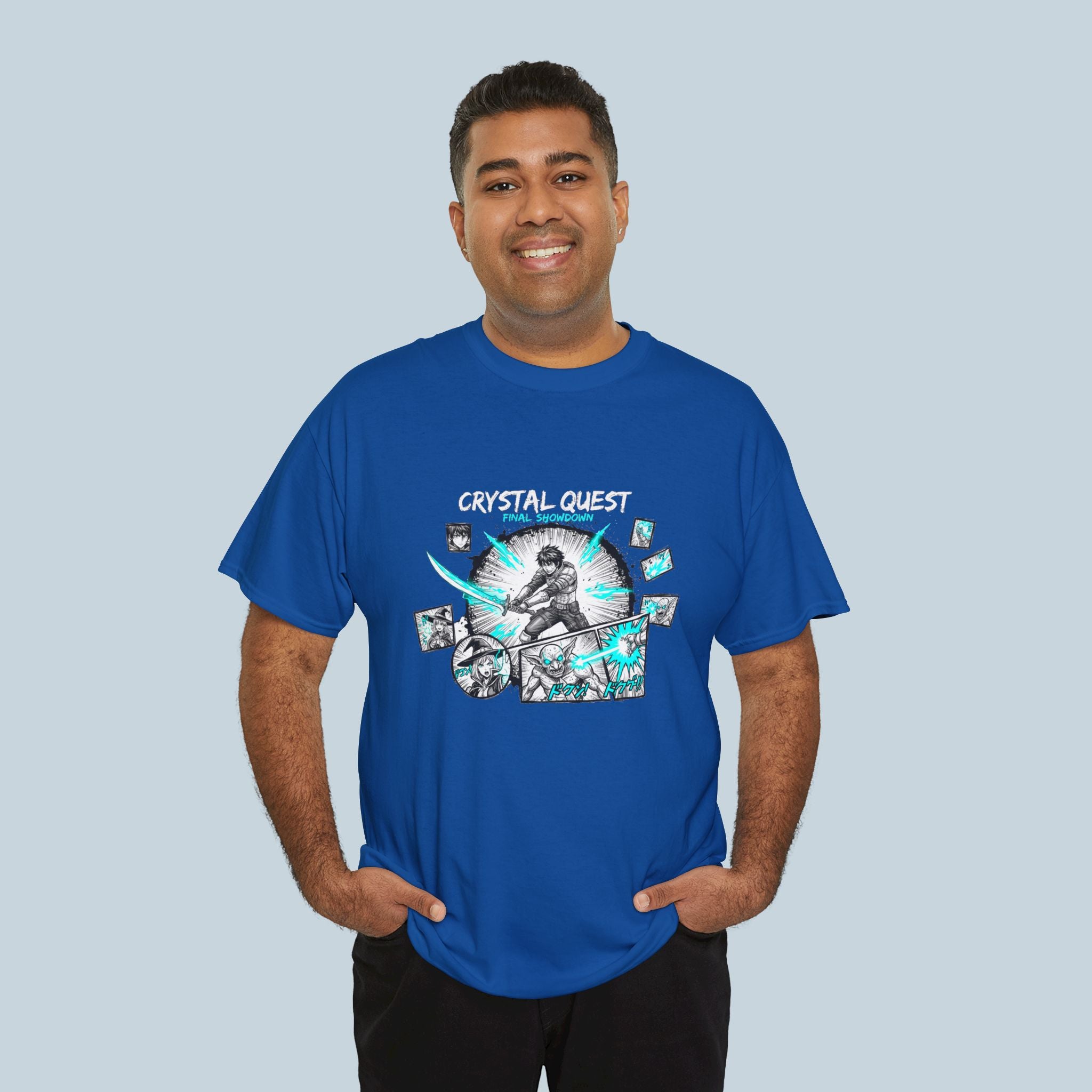 Crystal Quest Anime T Shirt Fantasy Manga Final Showdown Graphic Tee RPG Anime Gamer Shirt Unisex