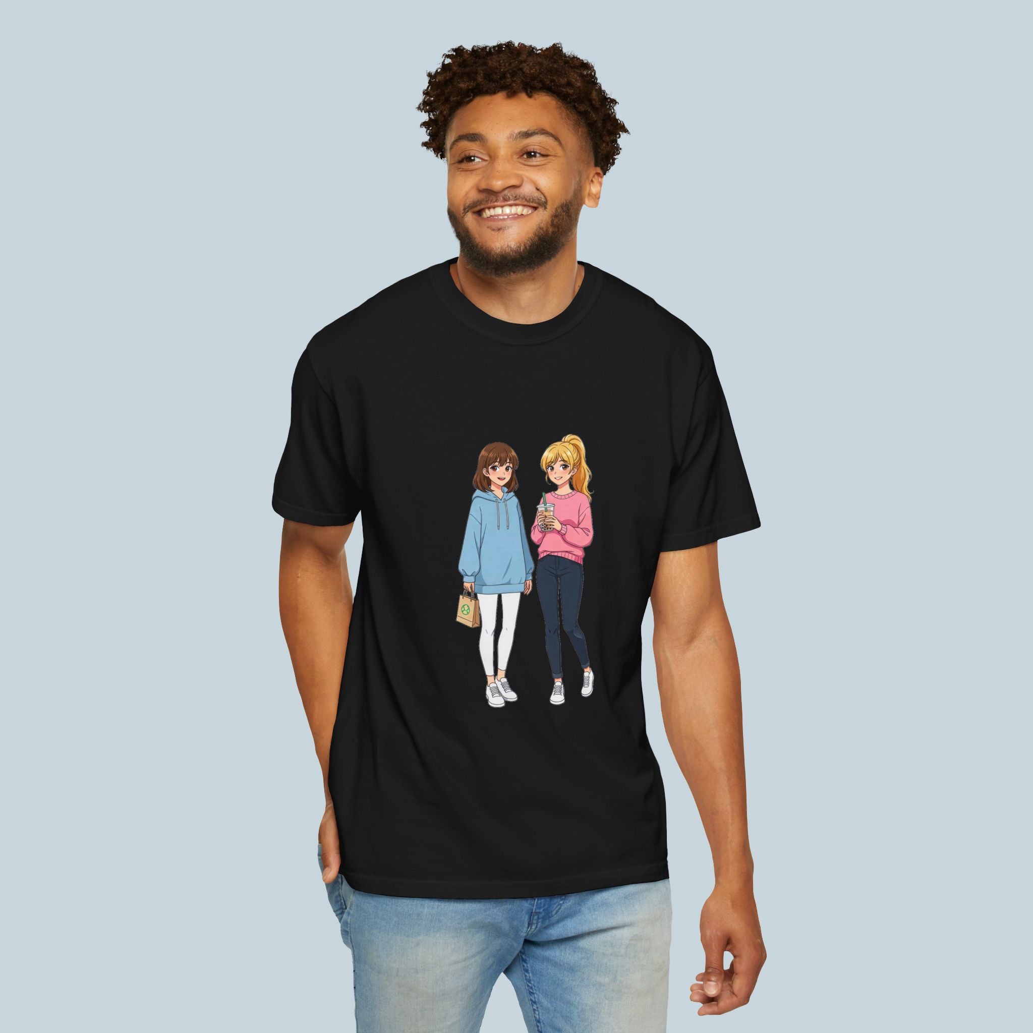Anime Boba Girls Comfort Colors T-Shirt Cute Slice of Life Aesthetic Tee for Anime Fans and Cozy Vibes