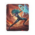 Anime Sci-Fi Vera flux Sherpa Blanket Futuristic Energy Warrior Lava and Ice Fantasy Anime Throw Blanket