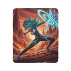 Anime Sci-Fi Vera flux Sherpa Blanket Futuristic Energy Warrior Lava and Ice Fantasy Anime Throw Blanket