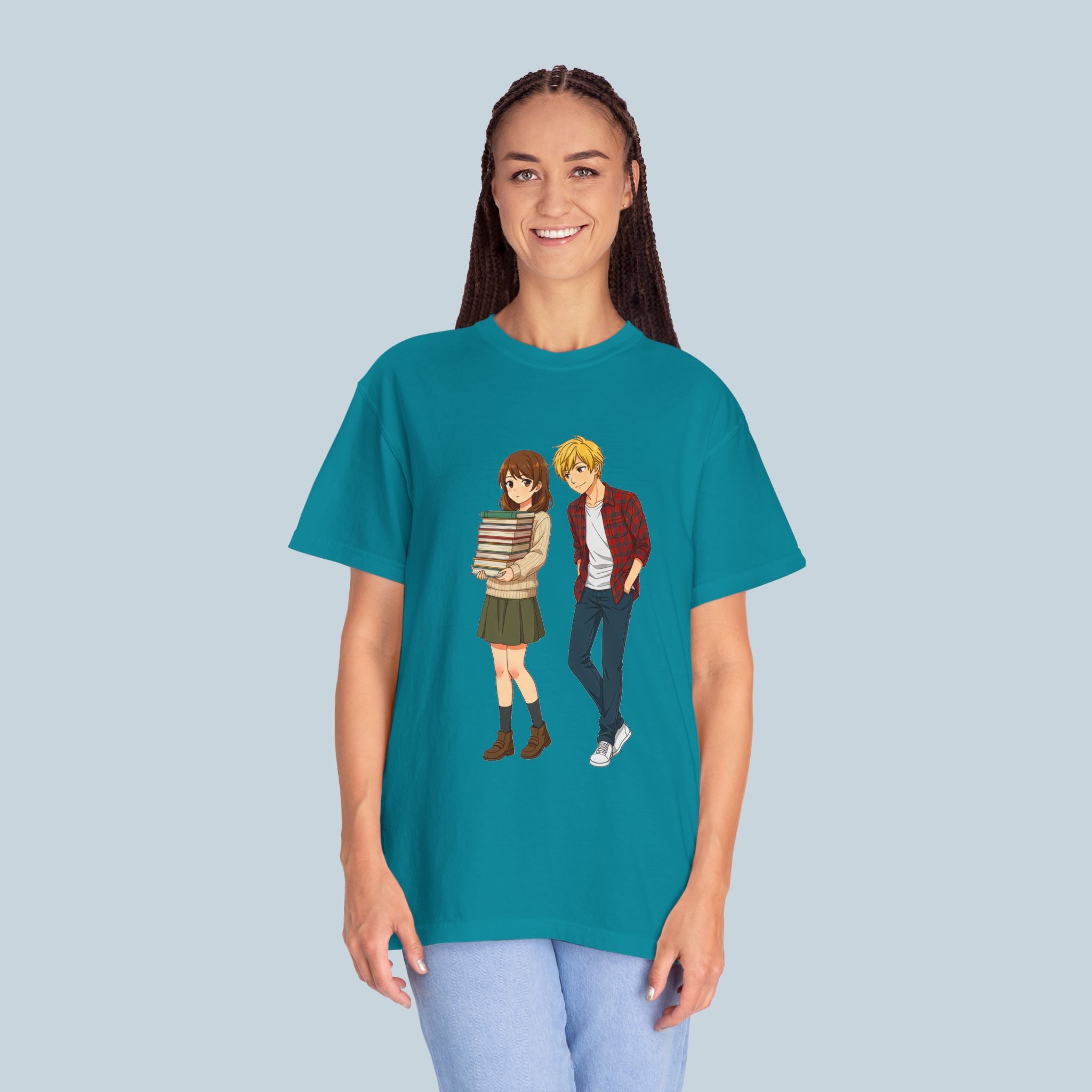 Anime School Couple T-Shirt Comfort Colors Soft Vintage Style Tee for Anime Fans and Manga Lovers