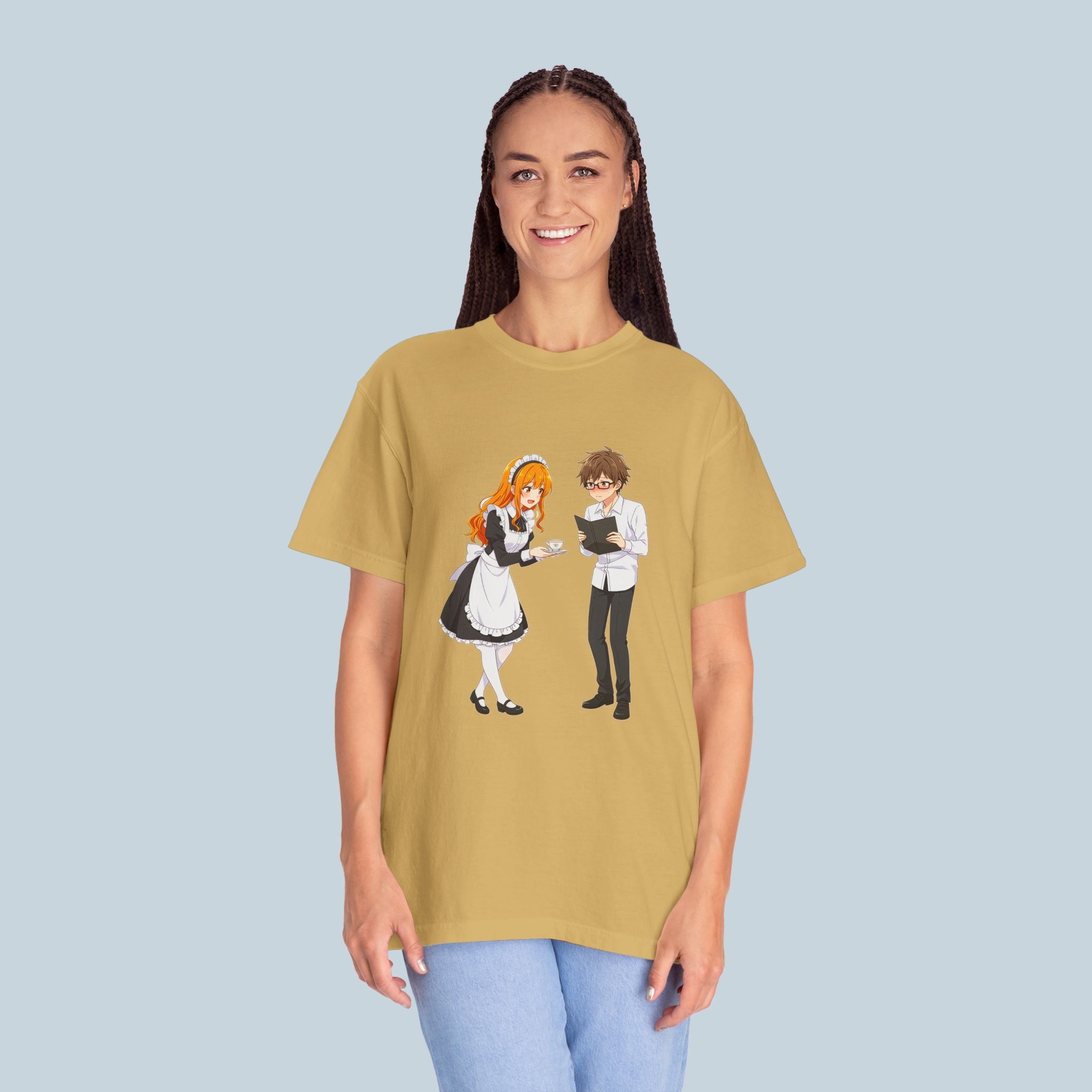 Anime Maid Cafe T-Shirt Cute Waitress and Barista Tee for Otaku Fans