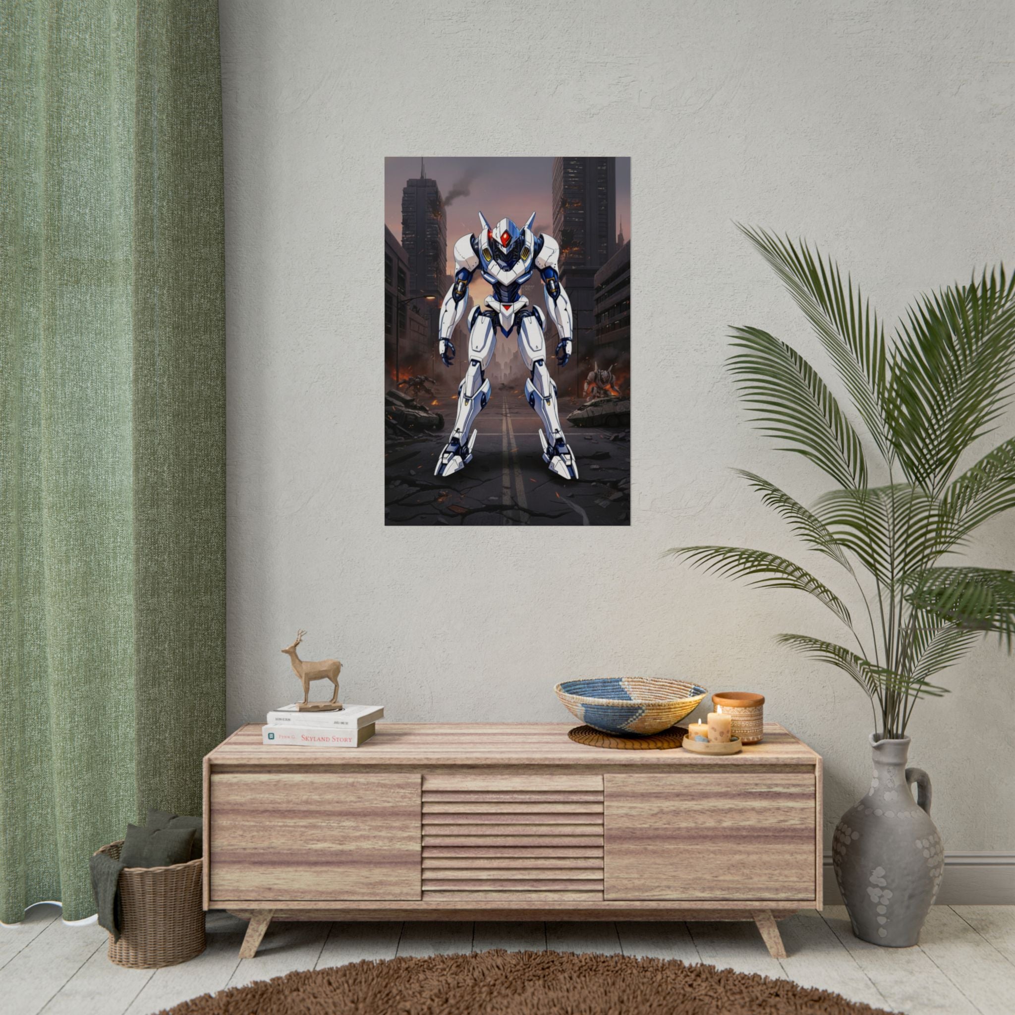 Aegis-9b Anime Mech Poster Sci-Fi Robot Wall Art Futuristic City Battle